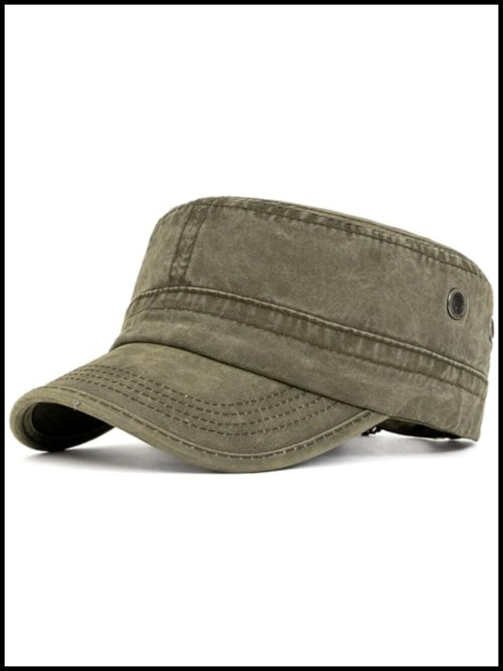 Washed Cotton Military Cadet Army Cap Adjustable Flat Top Hat Men Women